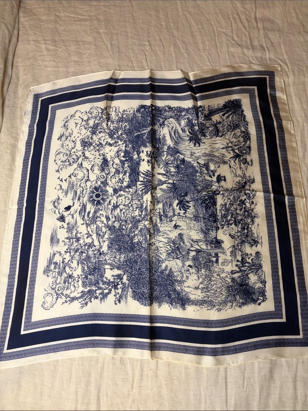 Blue and White Scenic Decorative Throw Pillow Cover